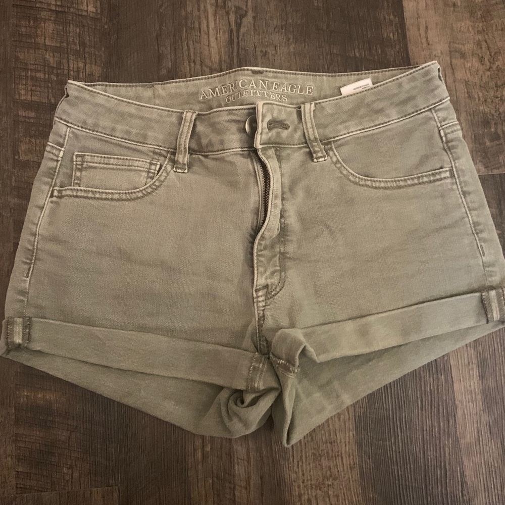 Green Denim Shorts